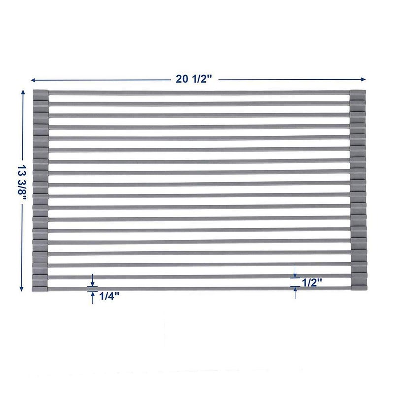 Ahyuan Large Roll up Dish Drying Rack 20.5'' Silicone Over Sink Dish Drying Rack Cubic Silicone Wrapped Steel Solid Bars Dish Racks for Kitchen Counter Sink Drying Rack (Warm Grey, Large20.5"Lx13"W) - Image 4